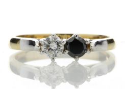 18ct Two Stone Claw Set Diamond With Black Treated Stone Ring 0.50 Carats - Valued by AGI £2,080.
