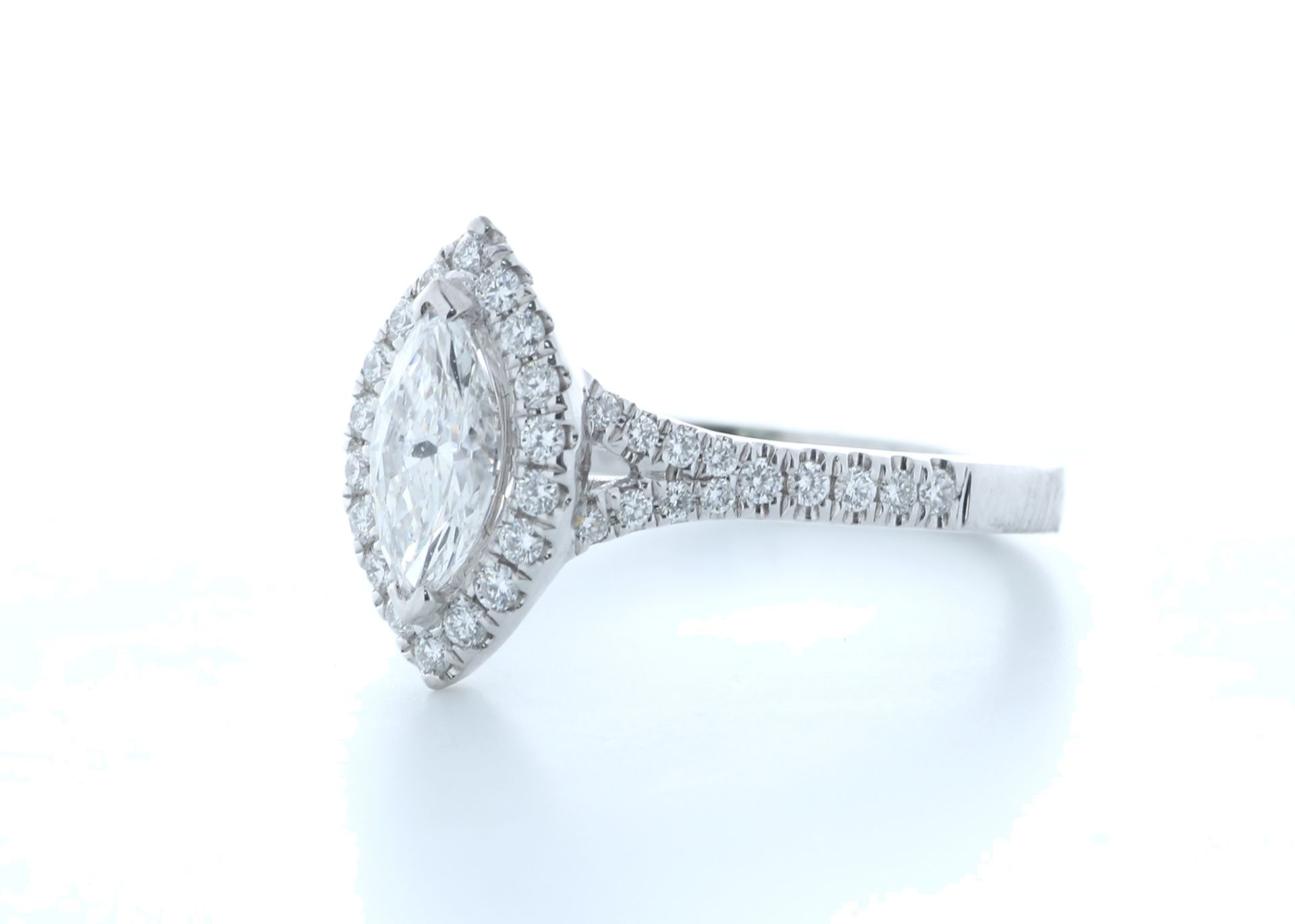 18ct White Gold Single Stone With Halo Setting Ring 1.04 (0.66) Carats - Valued by IDI £9,500.00 - - Image 2 of 5