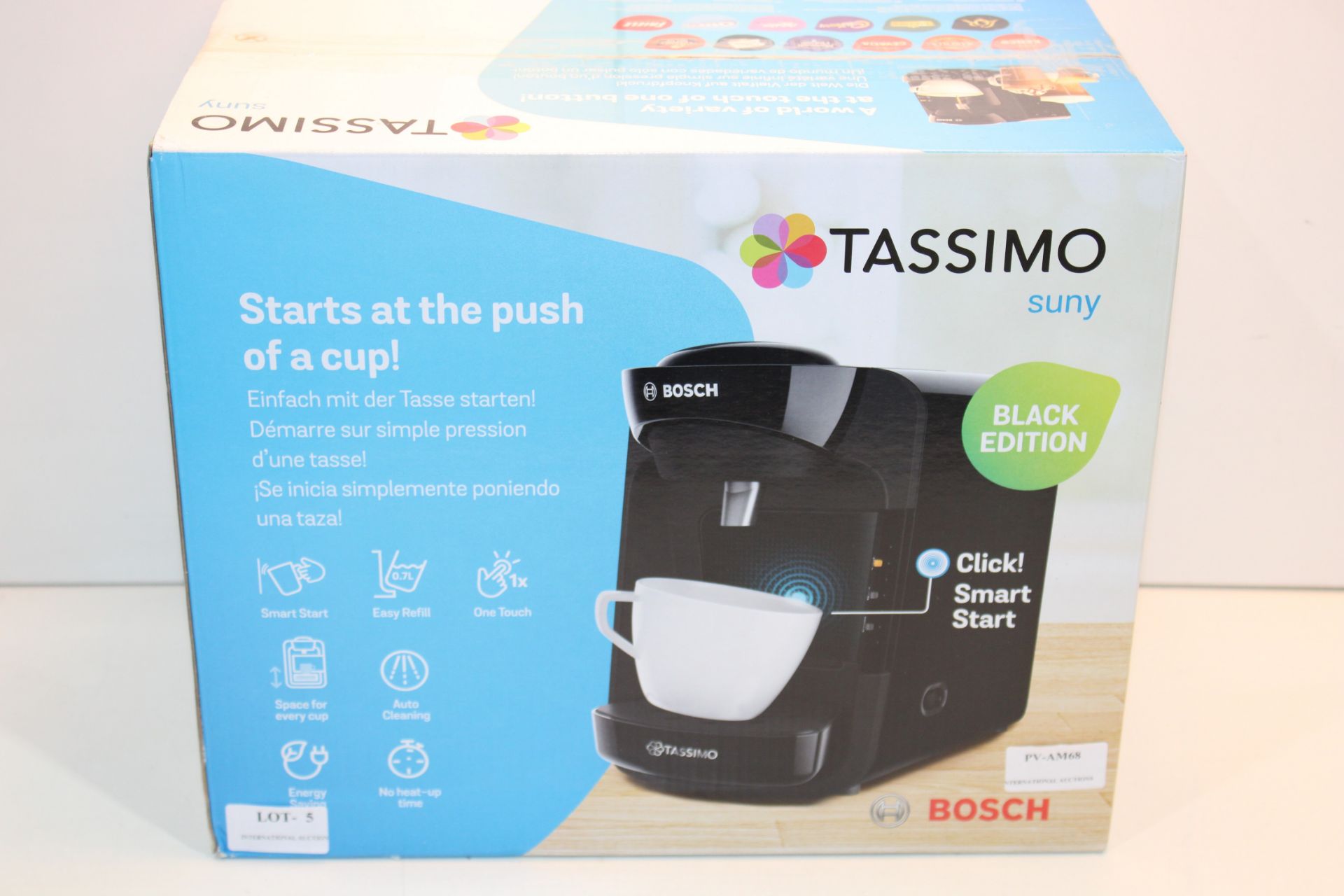 BOXED BOSCH TASSIMO SUNY POD COFFEE MACHINE RRP £89.00Condition ReportAppraisal Available on