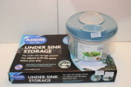 2X ASSORTED ITEMS TO INCLUDE SALAD SPINNER & ADDIS UNDER SINK STORAGE Condition ReportAppraisal