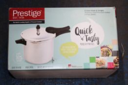 BOXED PRESTIGE 5 LITRE SLEEK & SIMPLE STAINLESS STEEL PRESSURE COOKER Condition ReportAppraisal