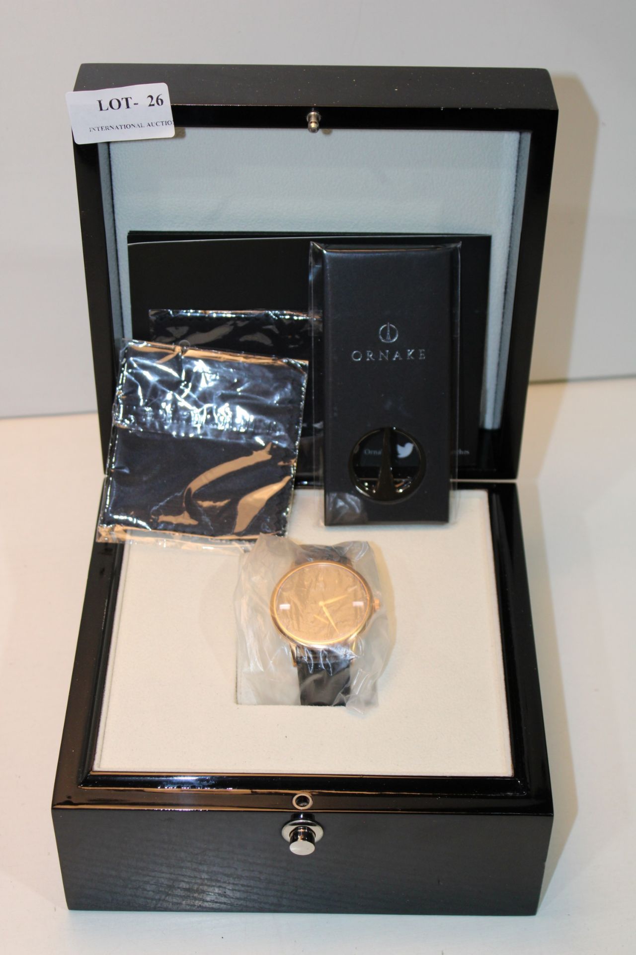 BOXED ORNAKE WRIST WATCH WITH WOODEN DISPLAY CASE RRP £349.00Condition ReportAppraisal Available
