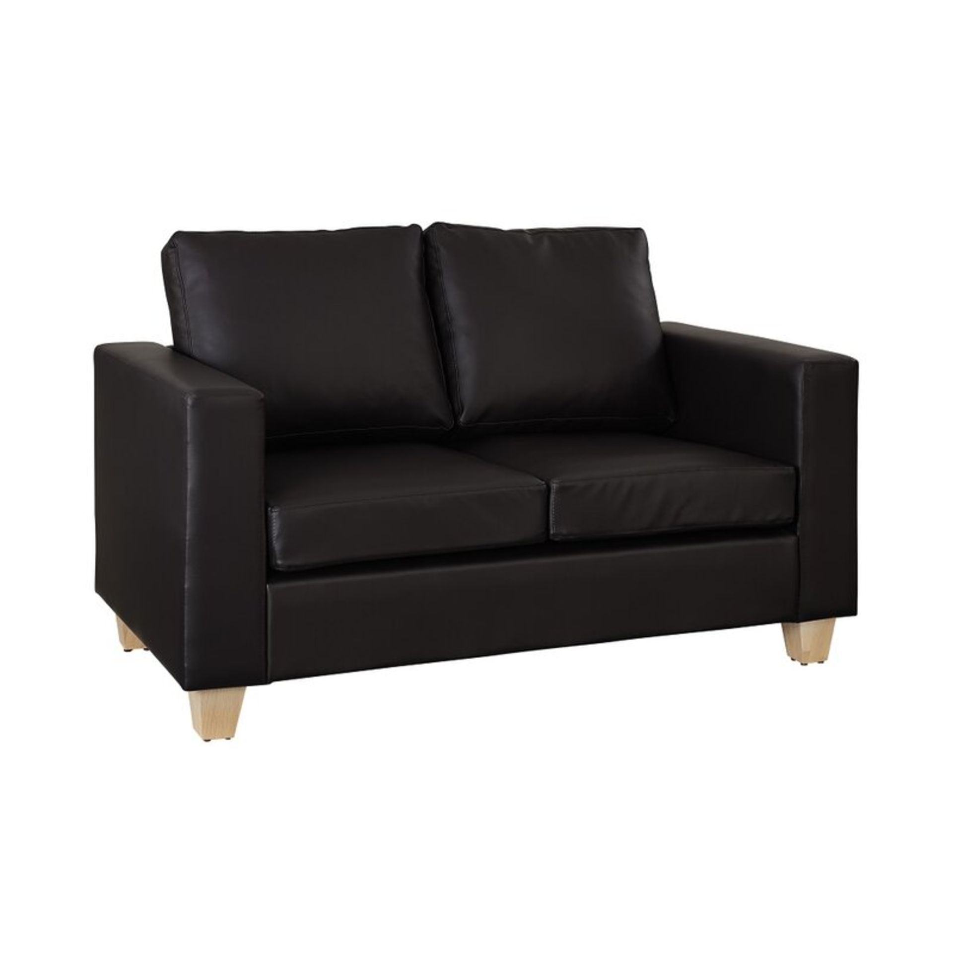 BOXED BLACK 2 SEATER SOFA LOVESEAT 51001 RRP £320 (WILL NEED PALLET DELIVERY OR COLLECTION ONLY)