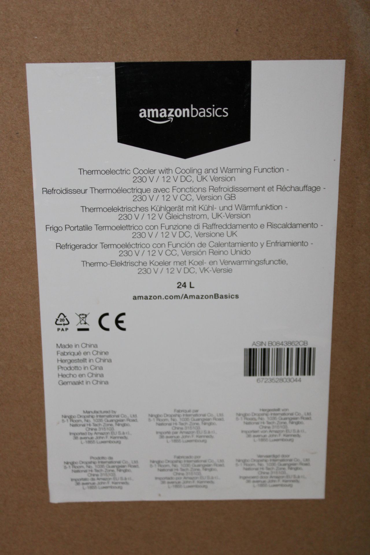 BOXED AMAZON BASICS THERMOELECTRIC COOLER WITH COOLING AND WARMING FUNCTION Condition