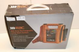 BOXED RAC 400 AMP RECHARGEABLE JUMP START SYSTEM RRP £44.99Condition ReportAppraisal Available on