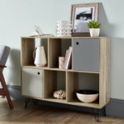 BOXED AZEIL BOOKCASE IN NATURAL GREY RRP £82.99Condition ReportAppraisal Available on Request- All