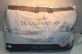 BAGGED SNUGGLEDOWN SCANDINAVIAN COLLECTION CLASSIC DUCK FEATHER & DOWN PILLOW PAIR Condition