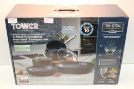 BOXED TOWER FORGED HEAVY GAUGE ALUMINIUM 5 PIECE PROFESSIONAL NON-STICK SAUCEPAN RRP £70.95Condition
