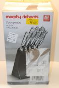 BOXED MORPHY RICHARDS ACCENTS BLACK 5 PIECE KNIFE BLOCK SET Condition ReportAppraisal Available on