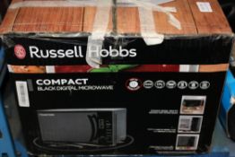 BOXED RUSSELL HOBBS COMPACT BLACK DIGITAL MICROWAVE RRP £59.97Condition ReportAppraisal Available on