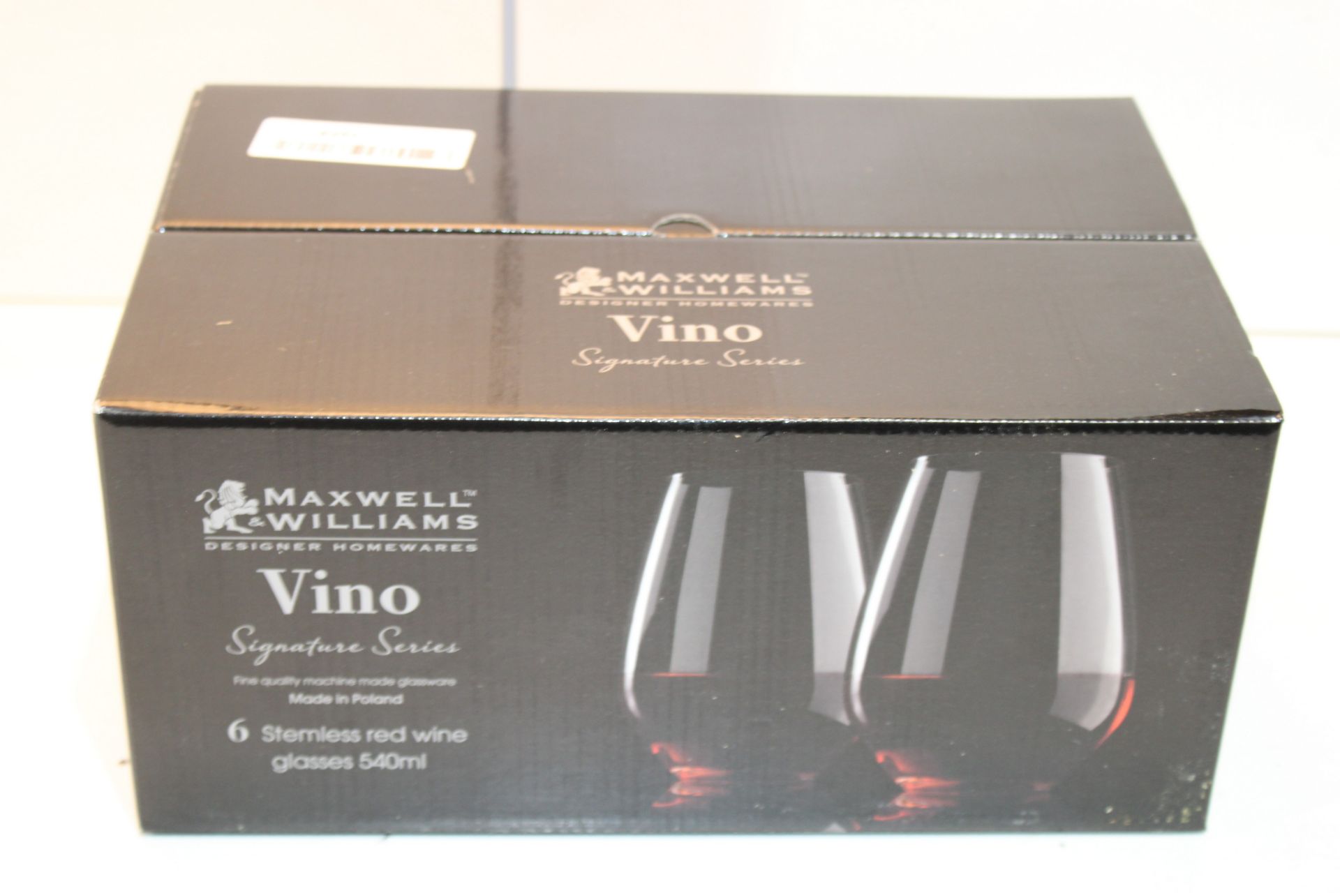 BOXED MAXWELL WILLIAMS VINO SIGNATURE SERIES STEMLESS RED WINE GLASSESCondition ReportAppraisal