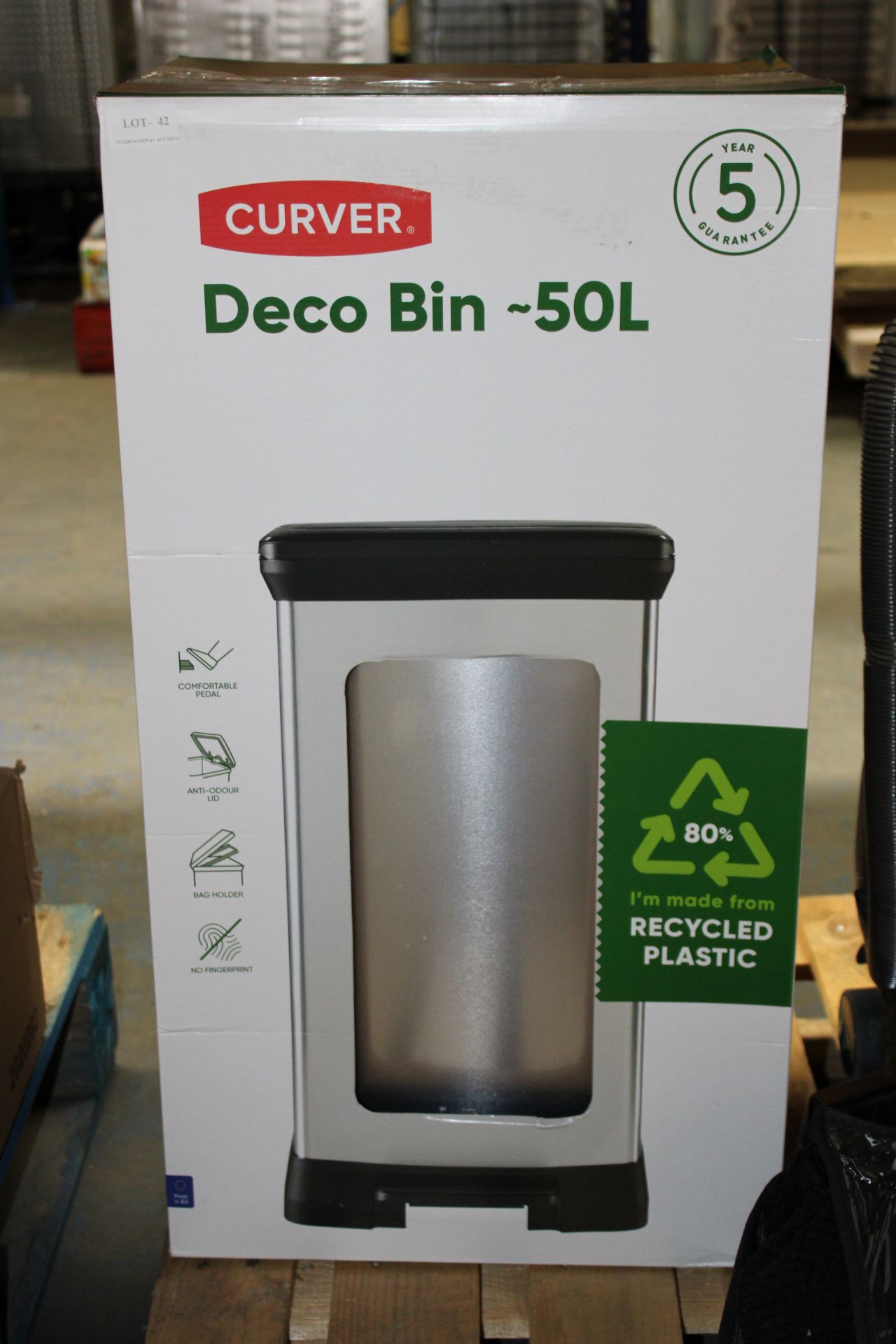 BOXED CURVER DECO BIN 50LCondition ReportAppraisal Available on Request- All Items are Unchecked/