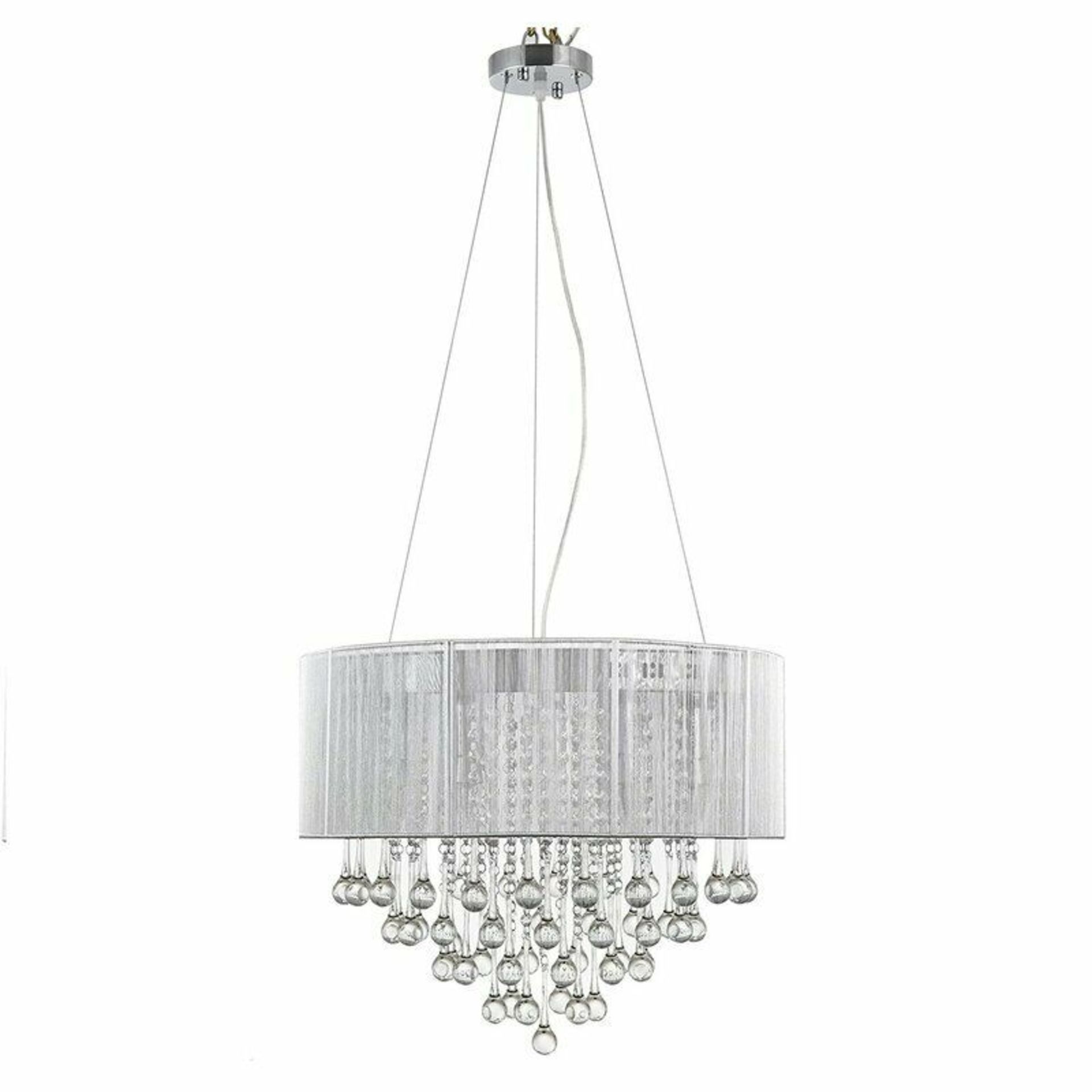 BOXED WALSH 7 LIGHT DRUM CHANDELIER IN SILVER RRP £85.99Condition ReportAppraisal Available on