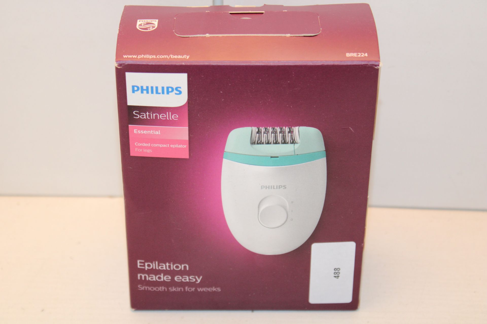 BOXED PHILIPS SATINELLE ESSENTIAL CORDED COMPACT EPILATOR FOR LEGS Condition ReportAppraisal