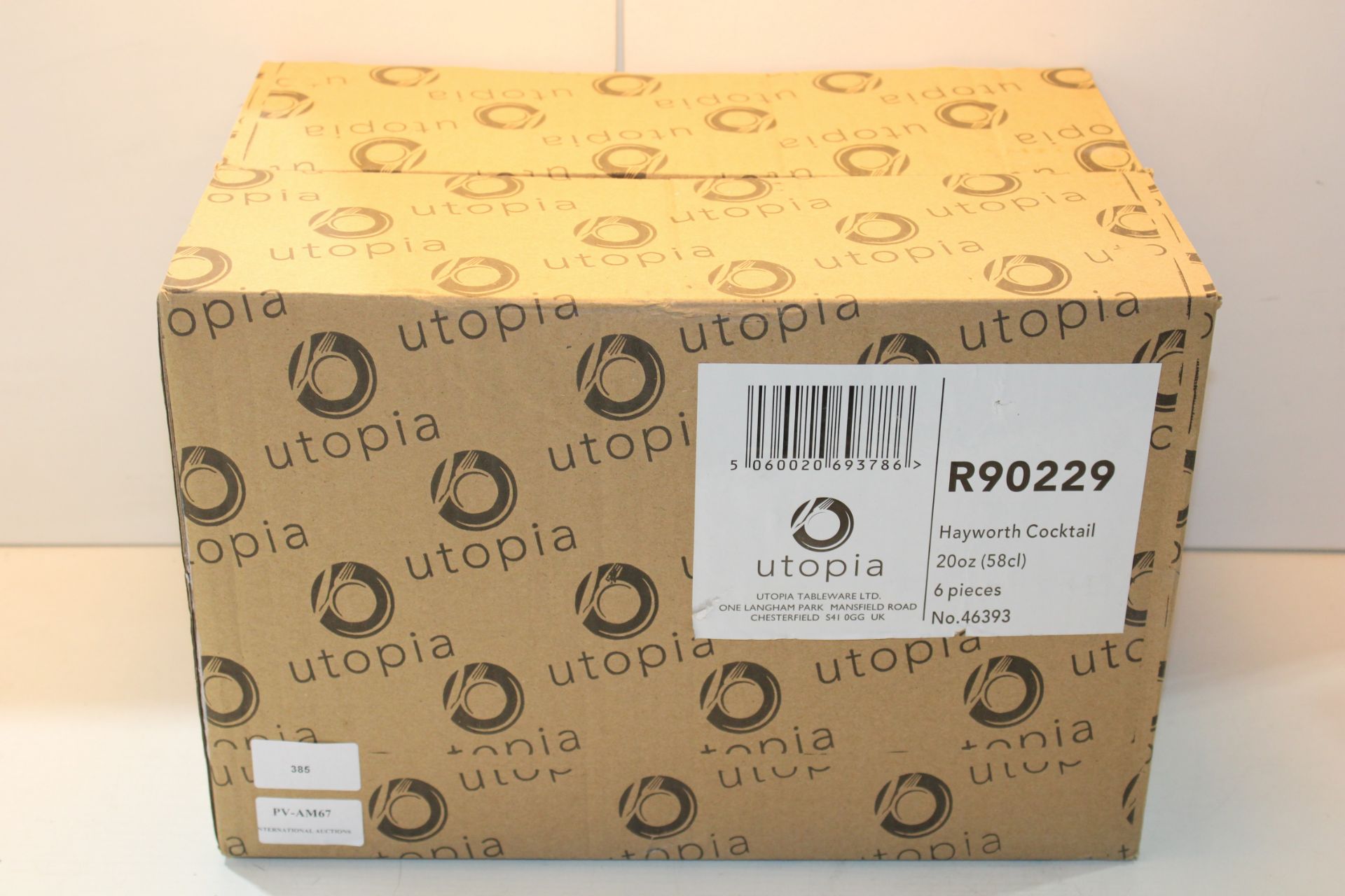 BOXED 6PIECES UTOPIA HAYWORTH COCKTAIL GLASSES Condition ReportAppraisal Available on Request- All