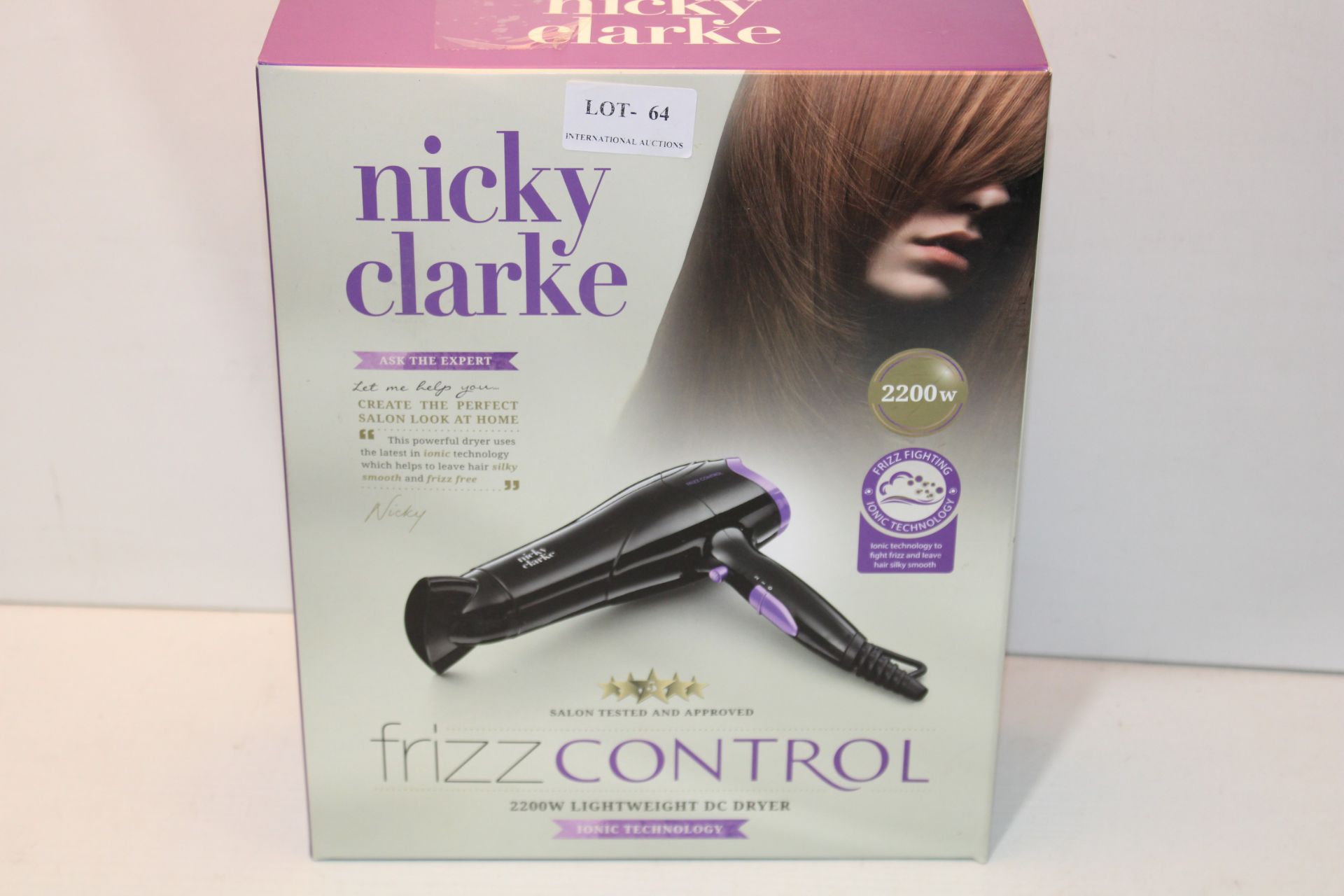 BOXED NICKY CLARKE FRIZZ CONTROL 2200W LOIGHTWEIGHT DC DRYER Condition ReportAppraisal Available