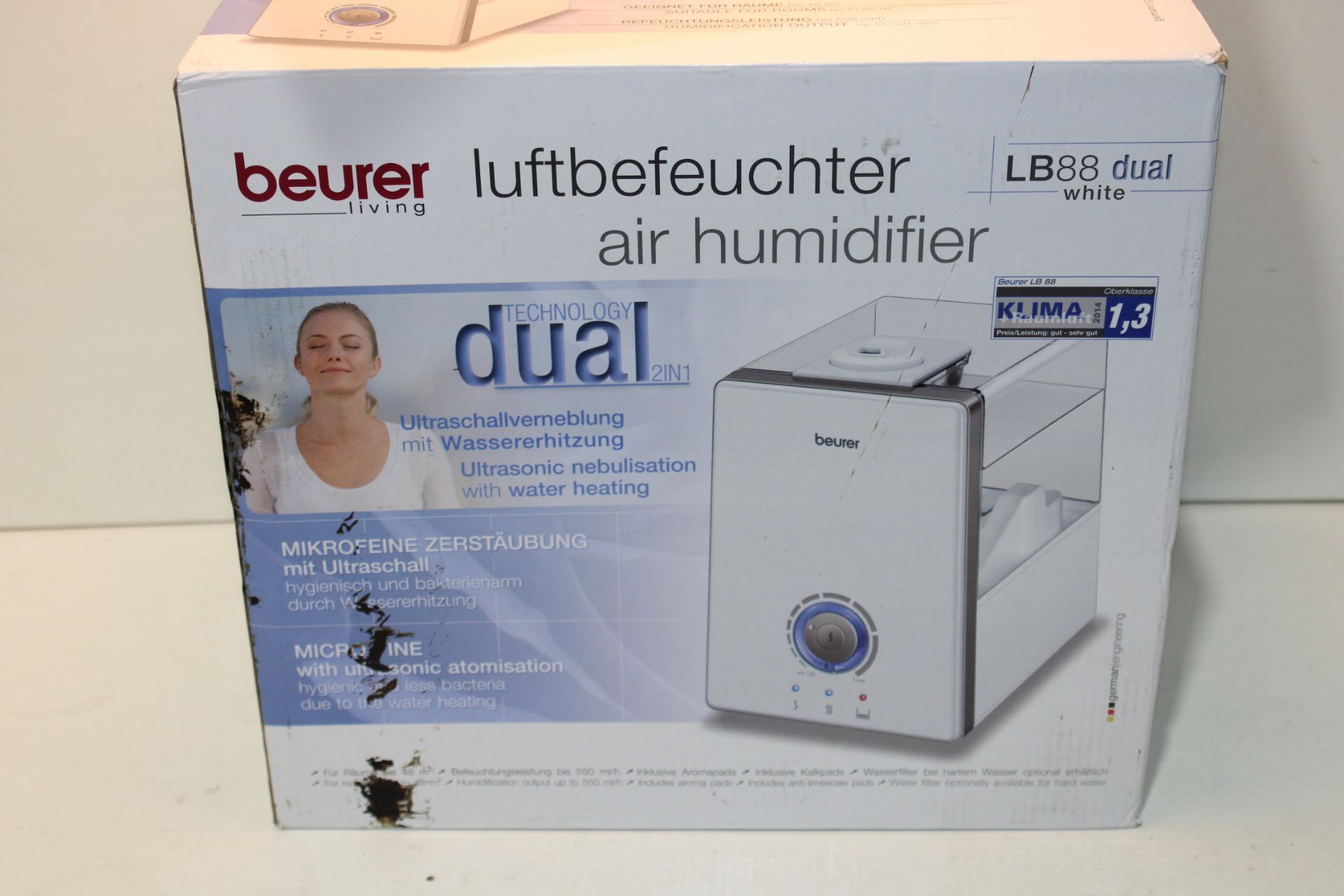 BOXED BEURER DUAL WHITE HUMIDIFIER MODEL: LB88 RRP £96.99Condition ReportAppraisal Available on