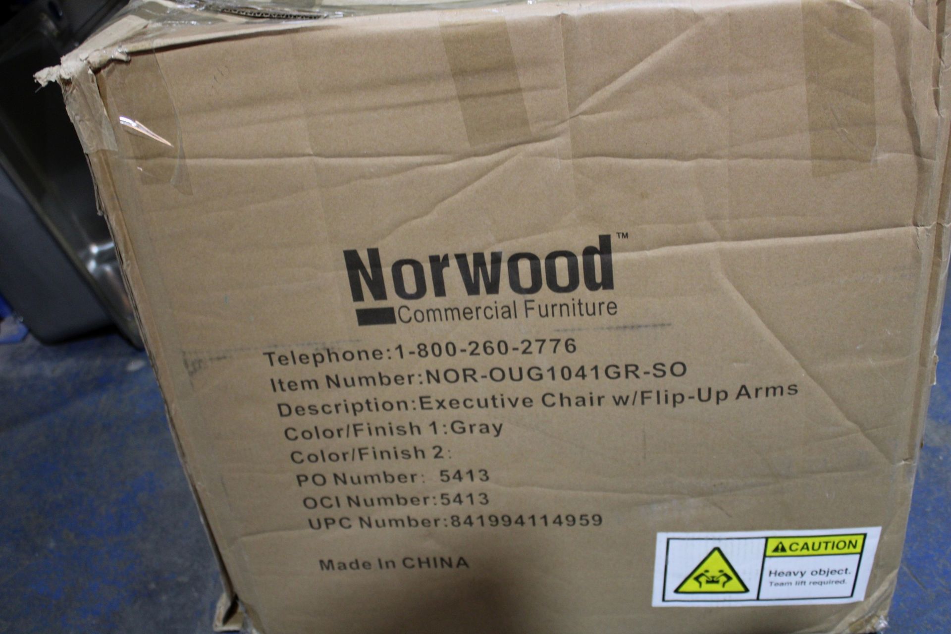 NORWOOD EXECUTIVE CHAIR WITH FLIP UP ARMS IN GREYCondition ReportAppraisal Available on Request- All