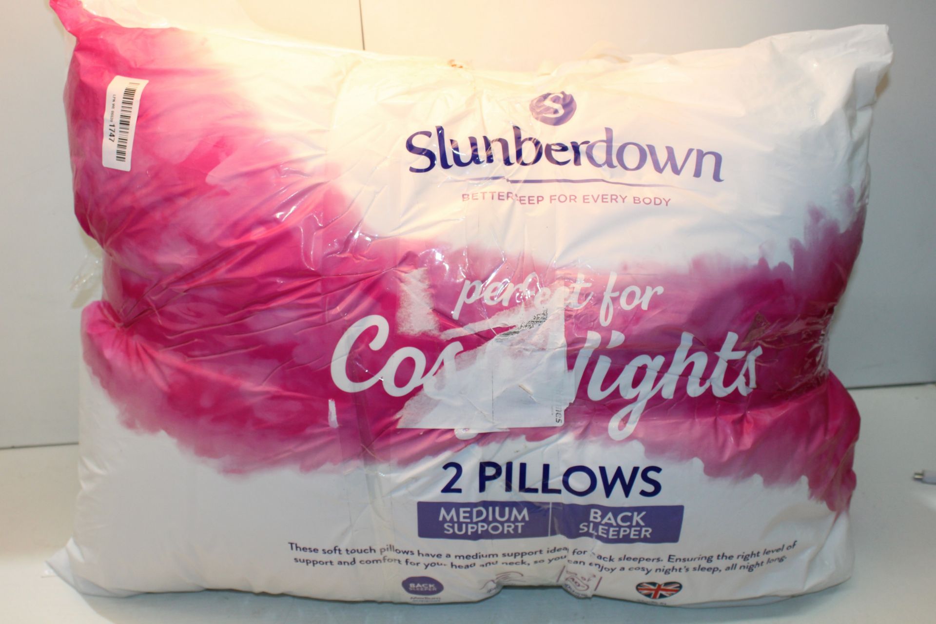 BAGGED SLUMBERDIWN COSYNIGHTS PILLOWS RRP £17 Condition ReportAppraisal Available on Request- All