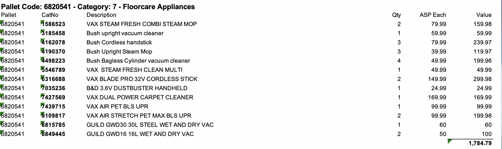 PALLET- X24 FLOORCARE APPLIANCES- TOTAL RRP-£1,784.79 - Image 3 of 3