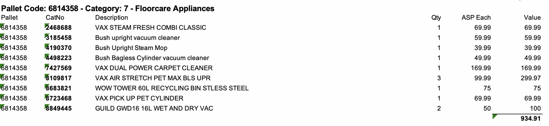 PALLET- X12 FLOORCARE APPLIANCES- TOTAL RRP-£934.91 - Image 3 of 3