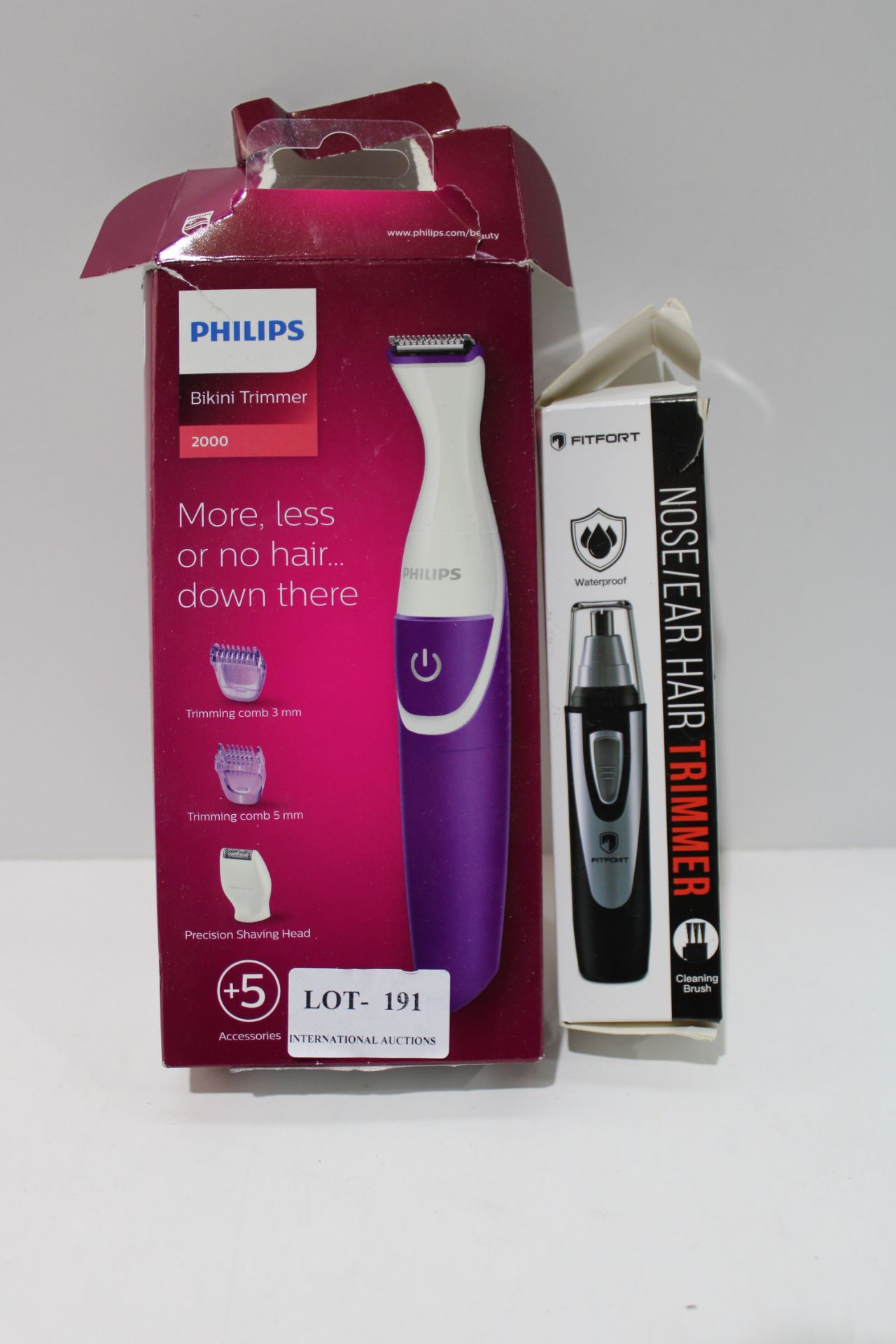 X 2 ITEMS TO INCLUDE PHILIPS BIKINI TRIMMER & FITFORT NOSE/EAR HAIR TRIMMERCondition ReportAppraisal