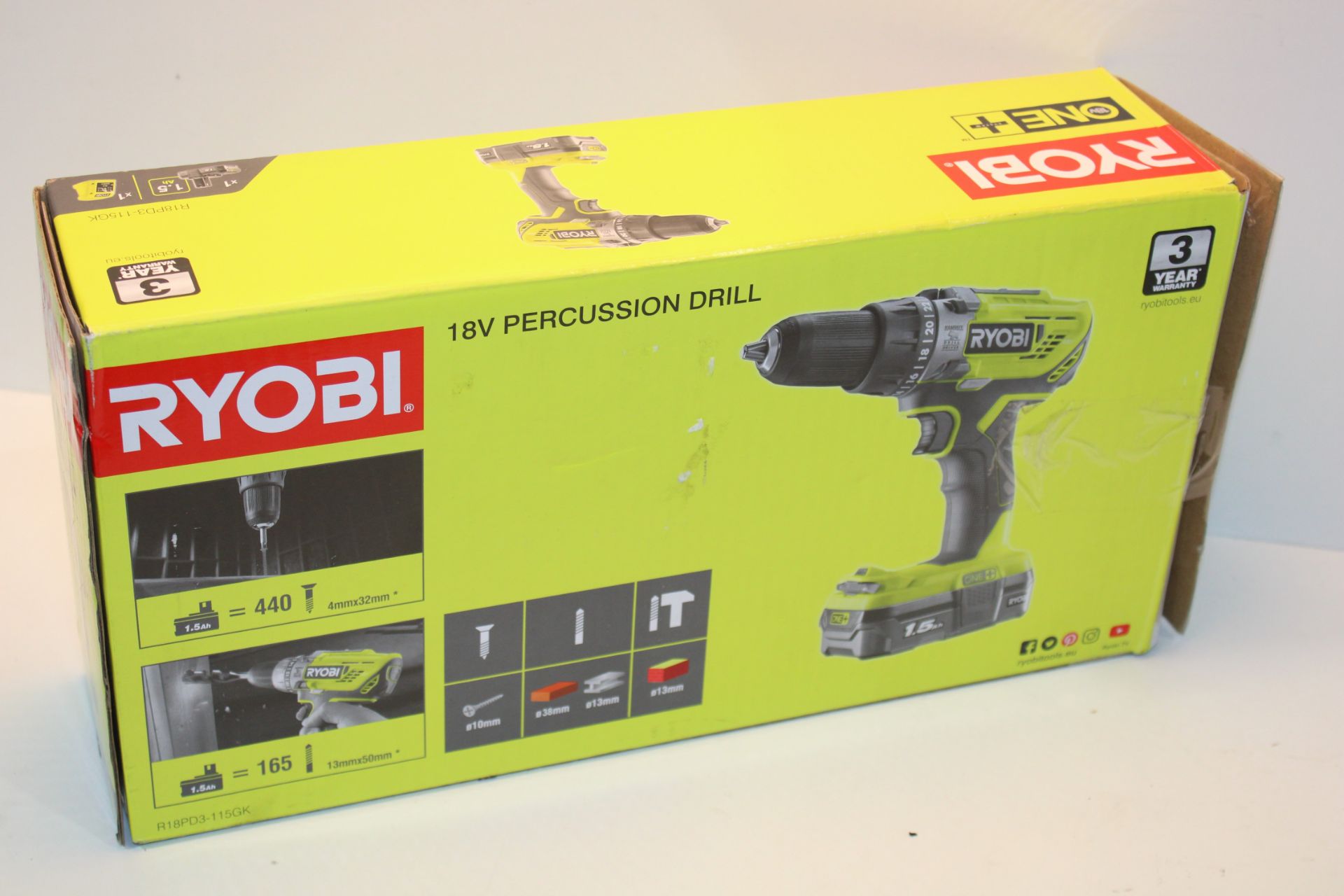 BOXED RYOBI 18V ONE+ PERCUSSION DRILL RRP £109.00Condition ReportAppraisal Available on Request- All