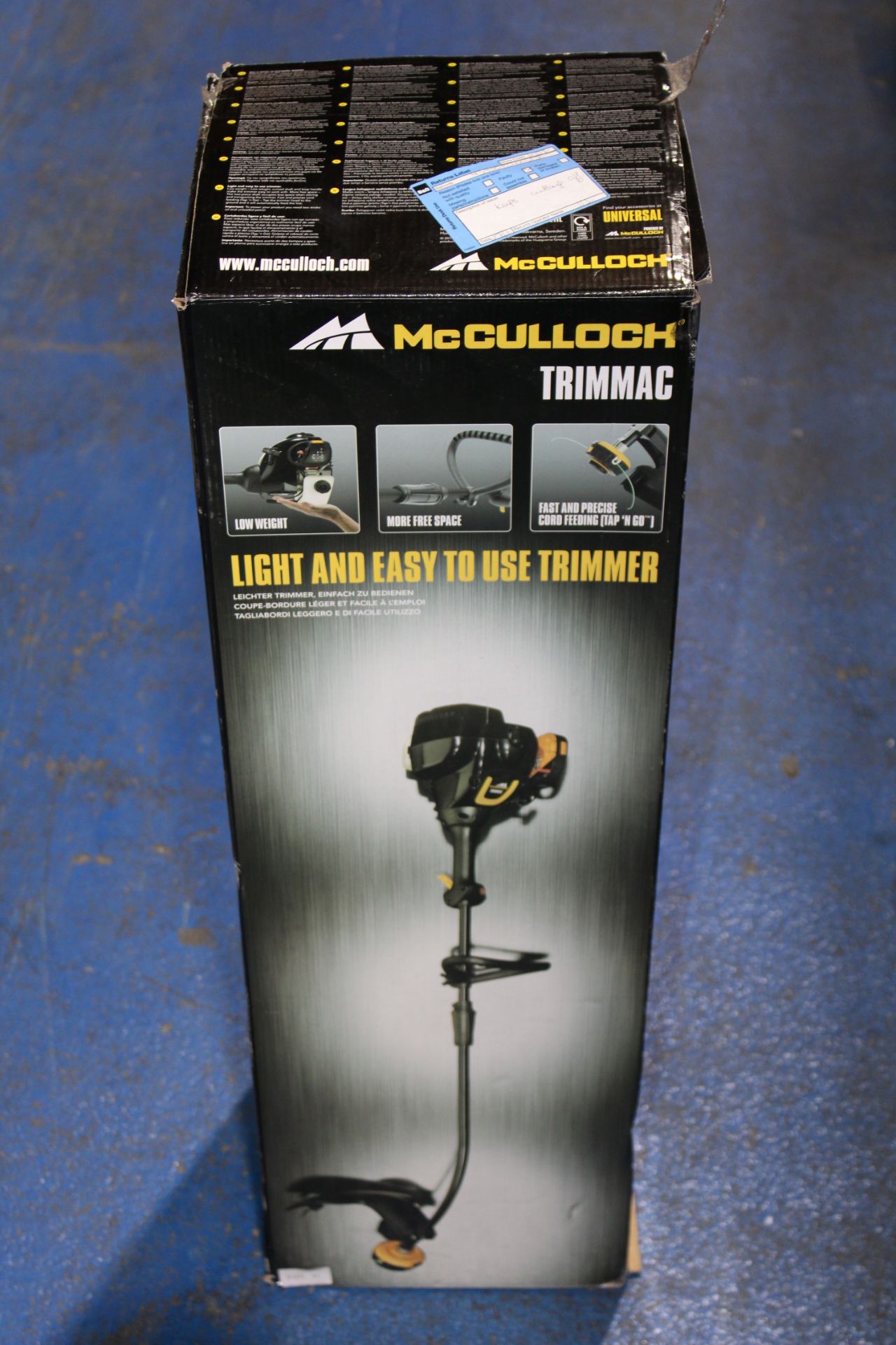 BOXED MCCULLOCH TRIMMAC LIGHT AND EASY TO USE PETROL TRIMMER RRP £109.99Condition ReportAppraisal