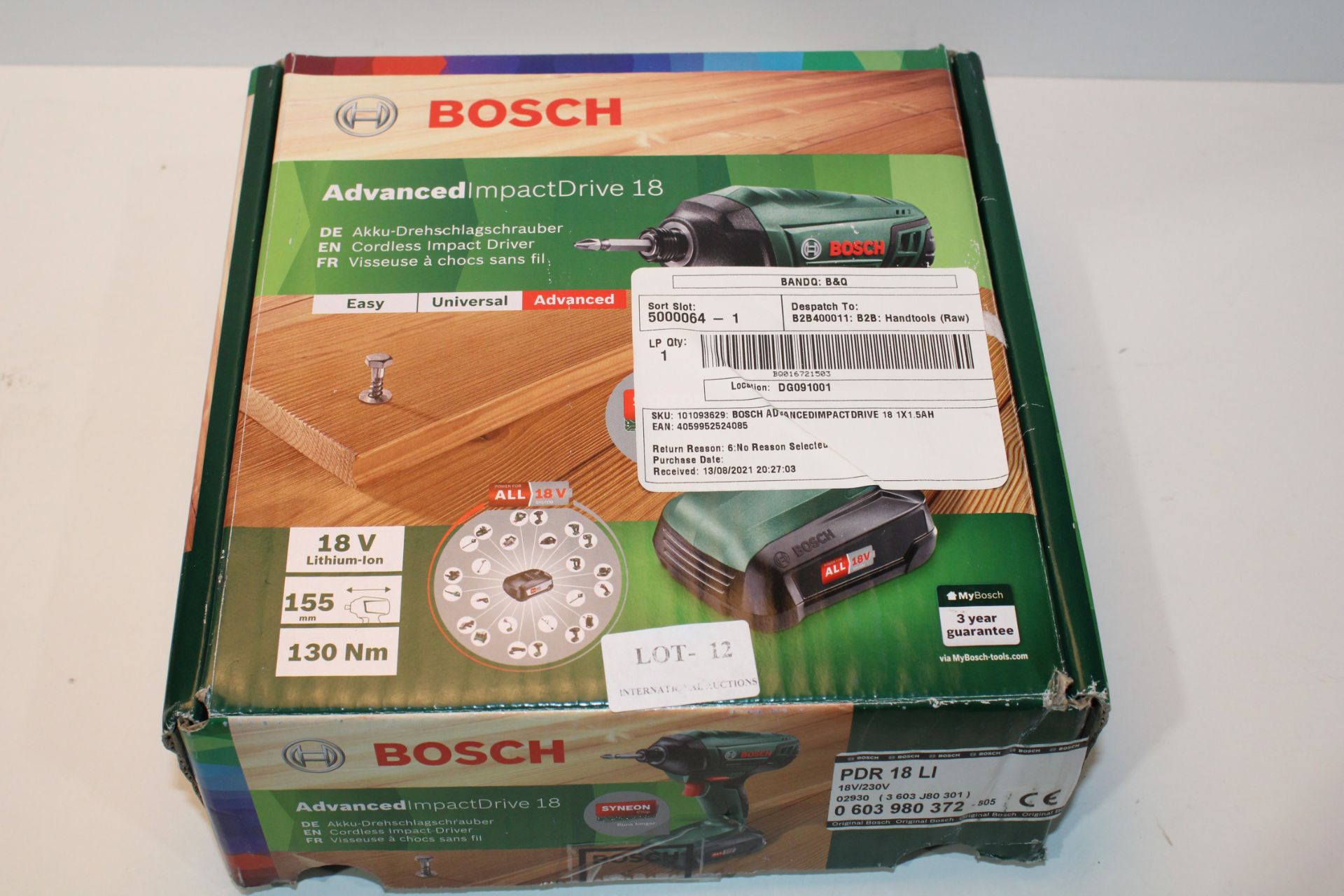 BOXED BOSCH ADVANCED IMPACT DRIVE 18 CORDLESS IMPACT DRIVER RRP £140.00Condition ReportAppraisal