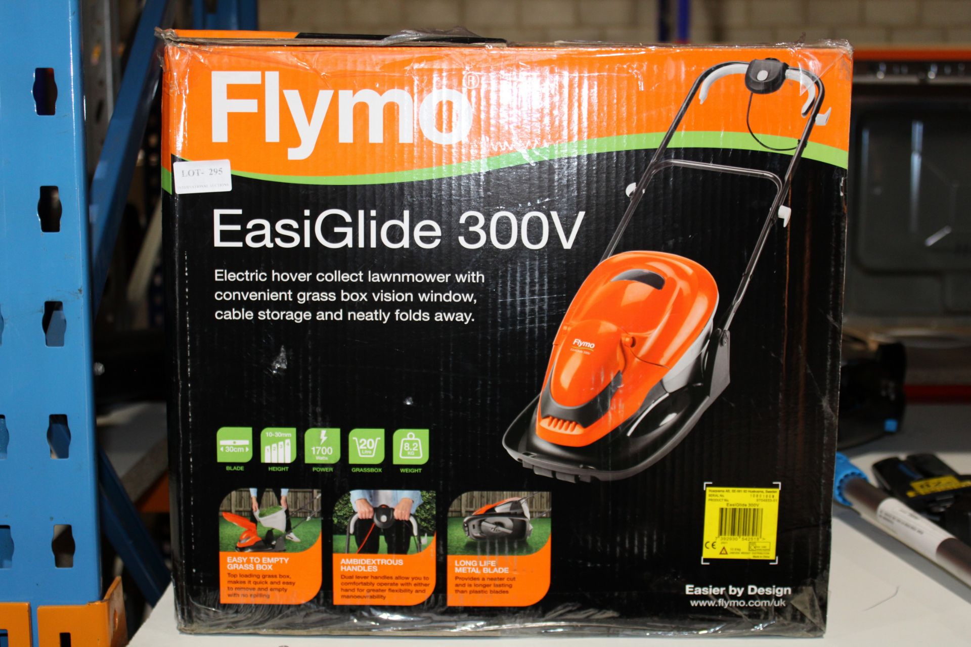BOXED FLYMO EASI GLIDE 300V LAWNMOWER RRP £99.00Condition ReportAppraisal Available on Request-