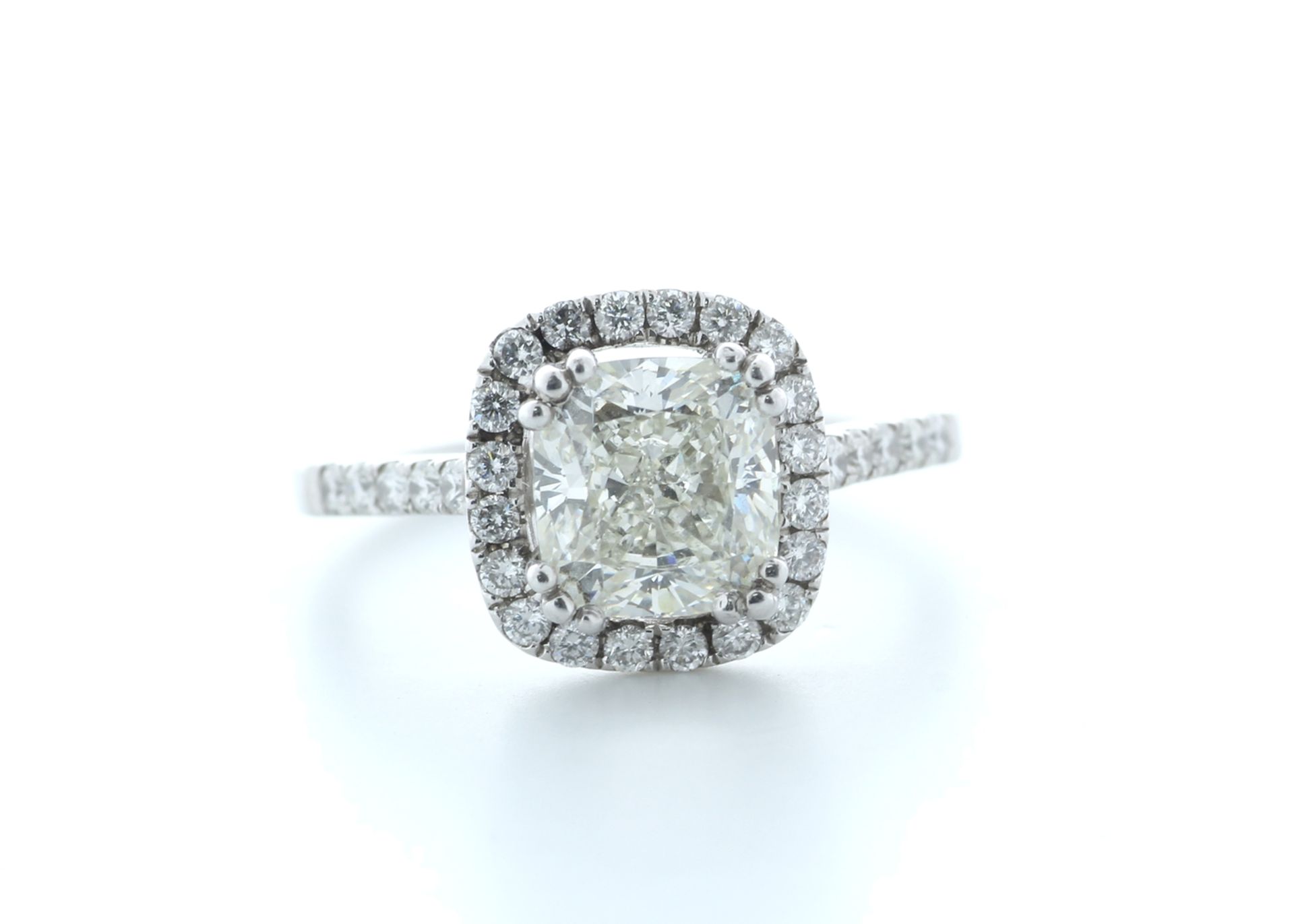 18ct White Gold Single Stone With Halo Setting Ring 2.63 (2.13) Carats - Valued by IDI £56,000.