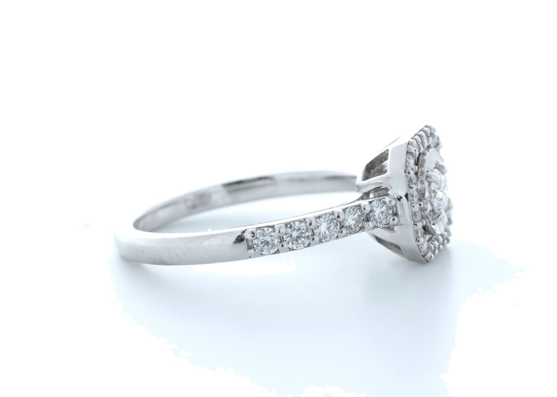 18ct White Gold Diamond Halo Setting Ring 0.55 Carats - Valued by IDI £4,250.00 - 18ct White Gold - Image 4 of 5
