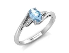 9ct White Gold Fancy Cluster Diamond Blue Topaz Ring 0.10 Carats - Valued by GIE £905.00 - An oval
