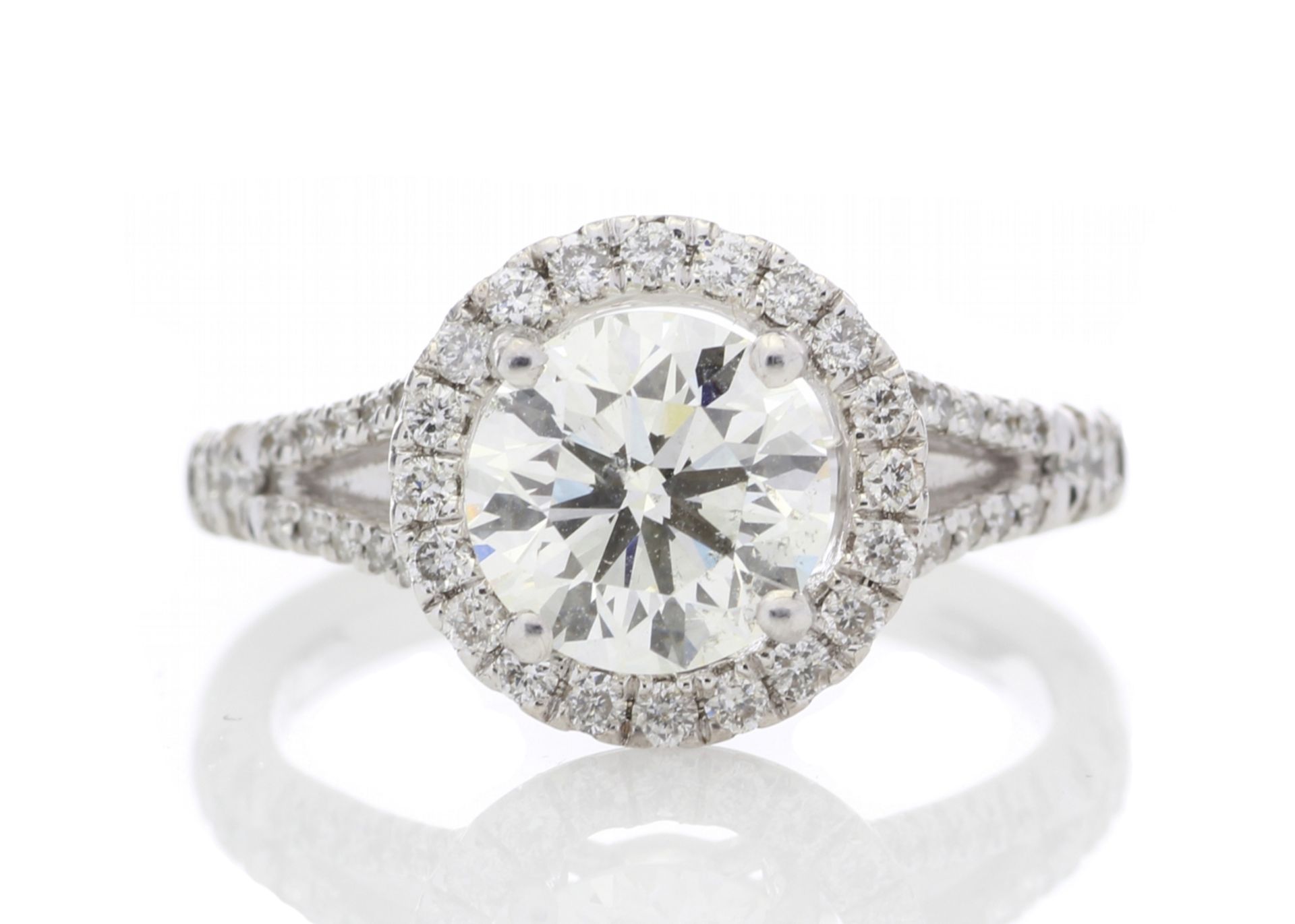 18ct White Gold Single Stone With Halo Setting Ring (1.64) 1.98 Carats - Valued by IDI £36,000.