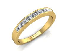 9ct Channel Set Semi Eternity Diamond Ring 0.50 Carats - Valued by GIE £4,695.00 - Ten princess