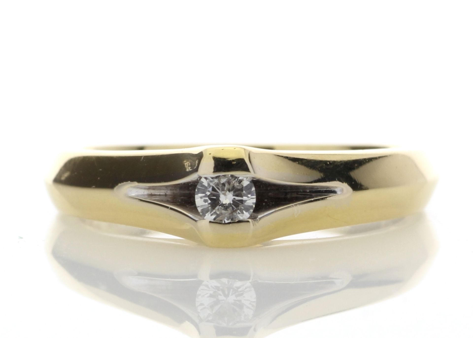 18ct Single Stone Fancy Rub Over Set Diamond Ring F SI 0.10 Carats - Valued by GIE £9,455.00 - A