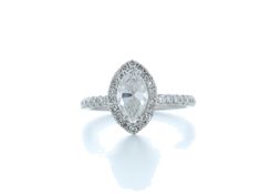 18ct White Gold Marquise Diamond With Halo Setting Ring 1.51 (1.02) Carats - Valued by IDI £13,000.