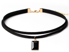 BLACK CHOKER NECKLACE WITH PENDANT Condition ReportBRAND NEW