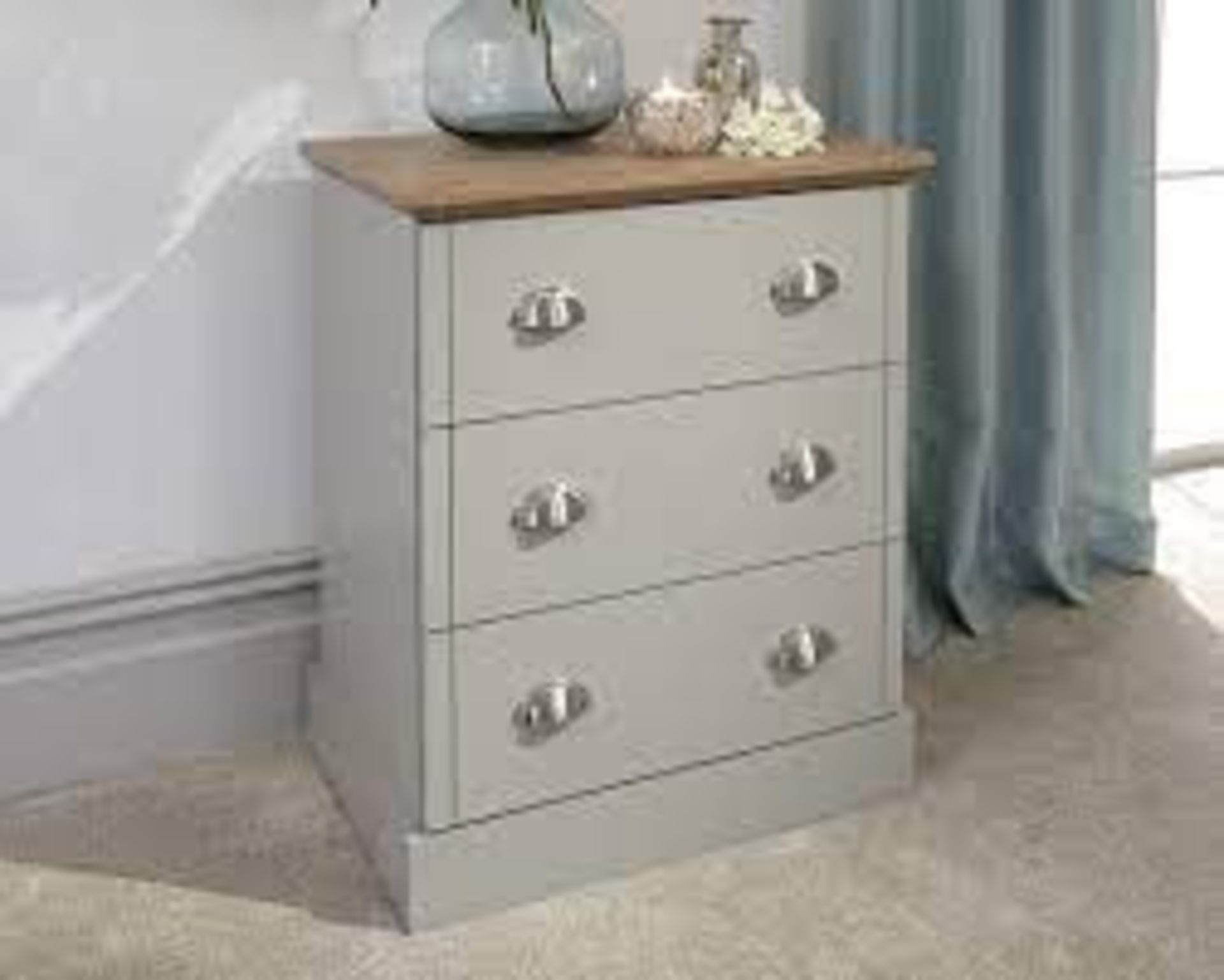 BOXED GFW KENDALL 3 DRAWER CHEST GREY PRODUCT CODE: KEN3DCGRY RRP £99.99 (AS SEEN IN WAYFAIR)