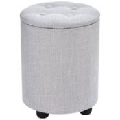 BOXED HOMCOM 837-071V70GY LINEN UPHOLSTERED OTTOMAN STOOL GREY RRP £32.99 (AS SEEN IN WAYFAIR)