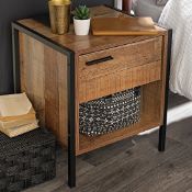 BOXED HOXTON BEDSIDE CABINET VINTAGE WOOD BLACK RRP £74.99 (AS SEEN IN WAYFAIR)Condition
