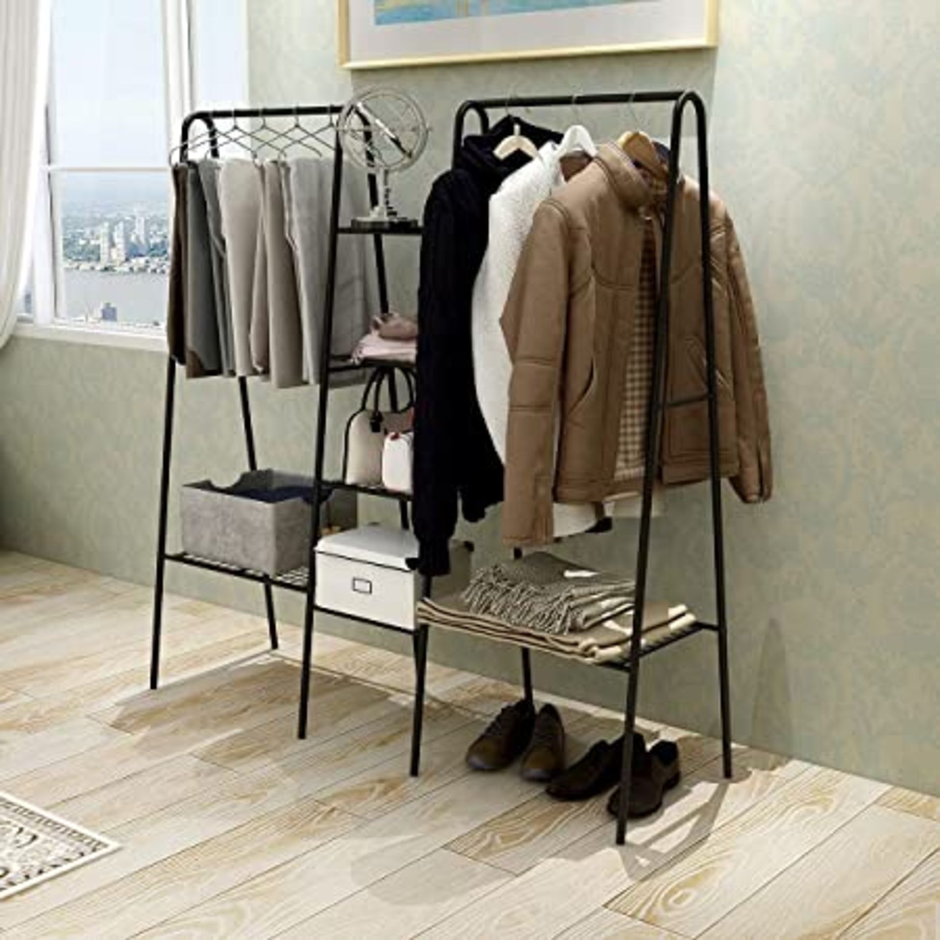 BOXED HEAVY DUTY STORAGE WITH SHOE SHELVES 716B-BK RRP £45.99 (ASD SEEN IN WAYFAIR)Condition