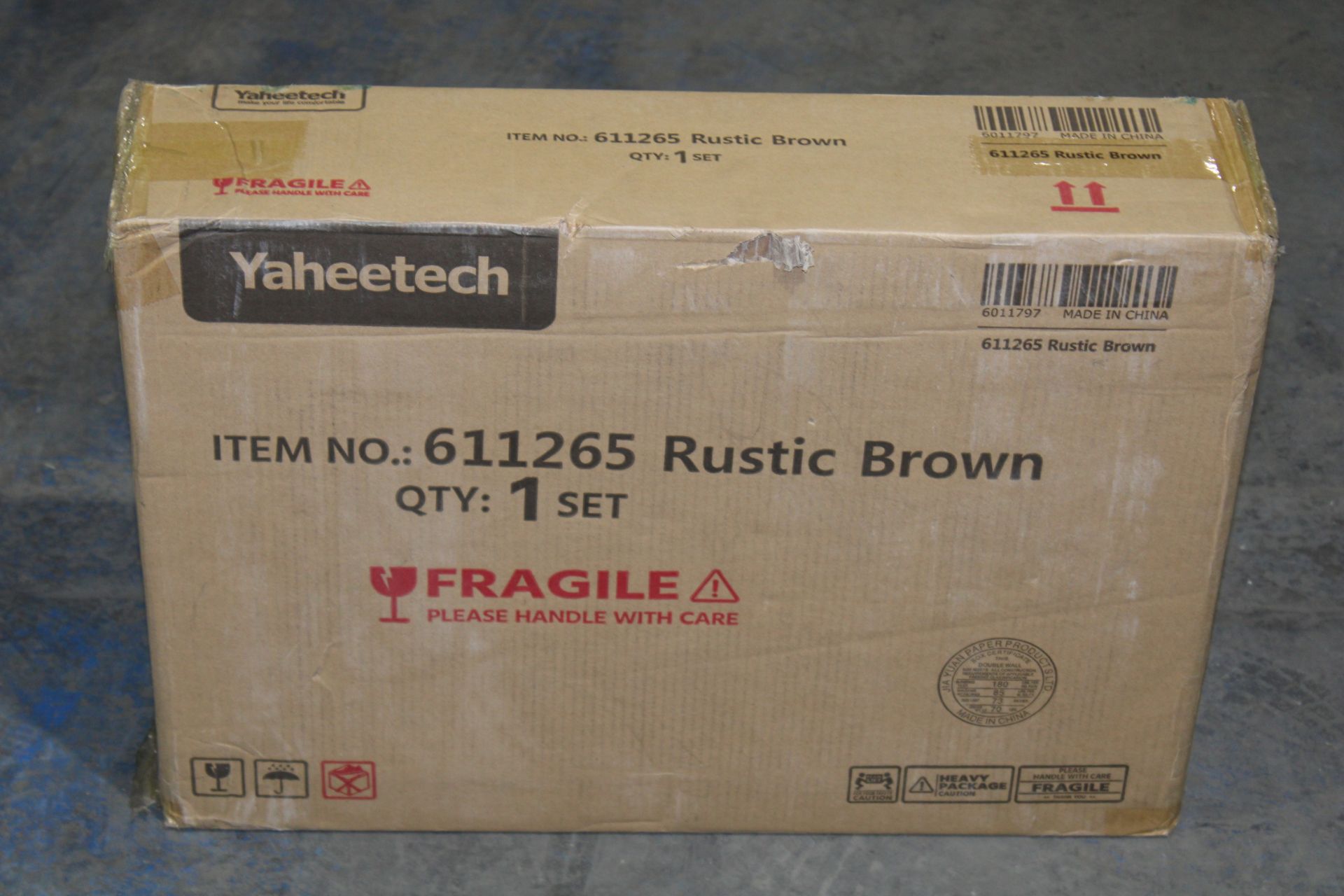 BOXED YAHEETECH RUSTIC BROWN 611265 2PC STACKABLE END TABLE RRP £79.99 (AS SEEN IN WAYFAIR)Condition - Image 2 of 2