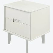 BOXED 2-DRAWER GROOVE HANDLE SOLID WOOD NIGHTSTAND WHITE RRP £154.00 (AS SEEN IN WAYFAIR)Condition