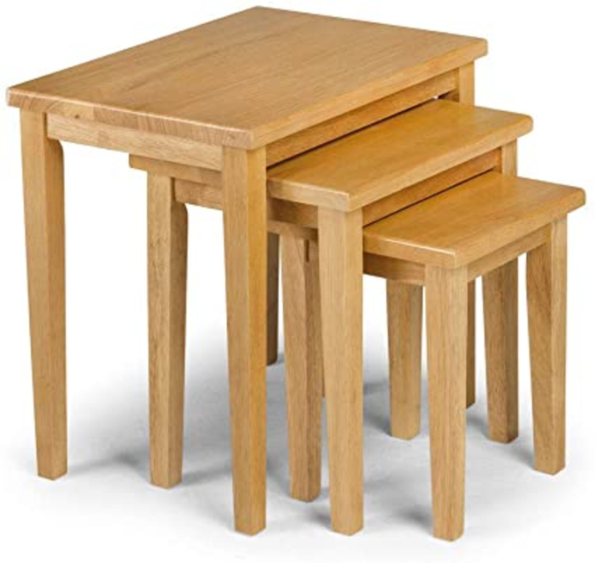BOXED CLEO NEST OF TABLES NATURAL OAK RRP £139.00 (AS SEEN IN WAYFAIR)Condition ReportAppraisal
