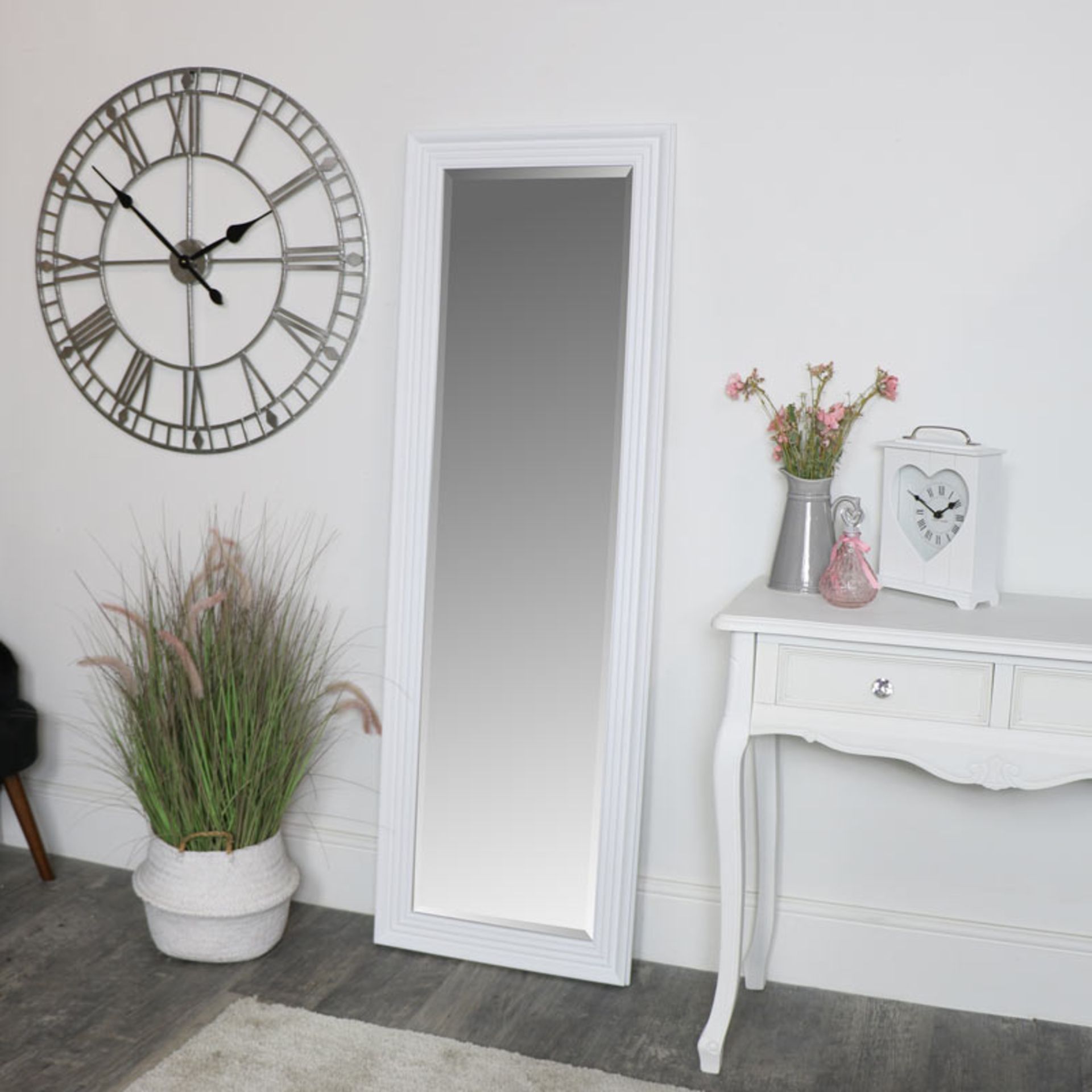 BOXED TALL WHITE WOODEN MIRROR RRP £119.95 (AS SEEN IN WAYFAIR)Condition ReportAppraisal Available