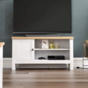 BOXERD VIDA DESIGNS ARLINGTON 1 DOOR TV UNIT WHITE & OAK 3331304 RRP £93.99 (AS SEEN IN WAYFAIR)