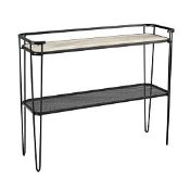 BOXED 42" HAIRPIN METAL & MESH ENTRY TABLE - GREY WASH RRP £112.99 (AS SEEN IN WAYFAIR)Condition