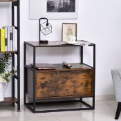 BOXED HOMCOM 838-039 RETRO INDUSTRIAL SIDE TABLE METAL FRAME WITH DRAWER RRP £79.00 (AS SEEN IN