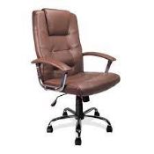 BOXED NAUTILUS DESIGNS HIGH BACK LEATHER FACED EXECUTIVE ARMCHAIR BROWN RRP £169.00 (AS SEEN IN